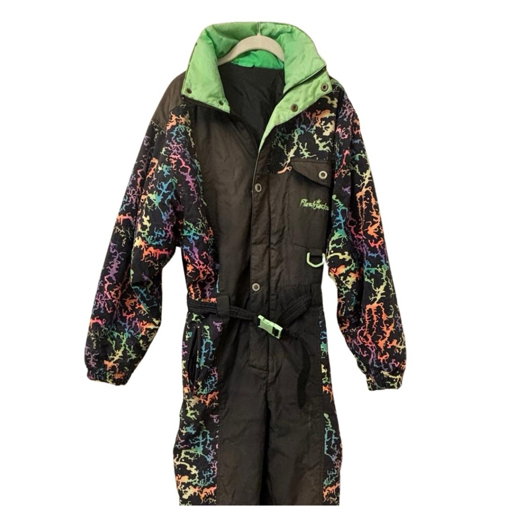 Retro Black and Green Ski Suit